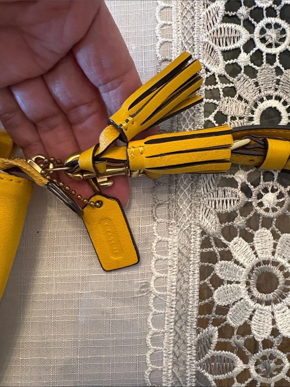 COACH Yellow Leather Clutch with Front Zip
